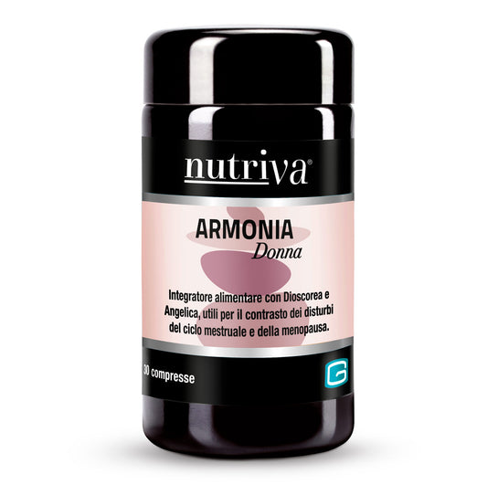 Nutriva Armonia Donna Integratore alimentare con Dioscorea e Angelica, utili per il contrasto dei disturbi del ciclo mestruale e della menopausa